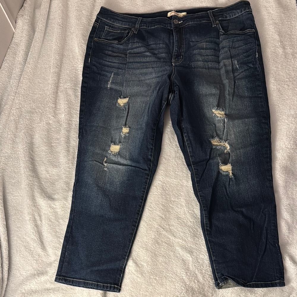 Distressed Blue Jeans